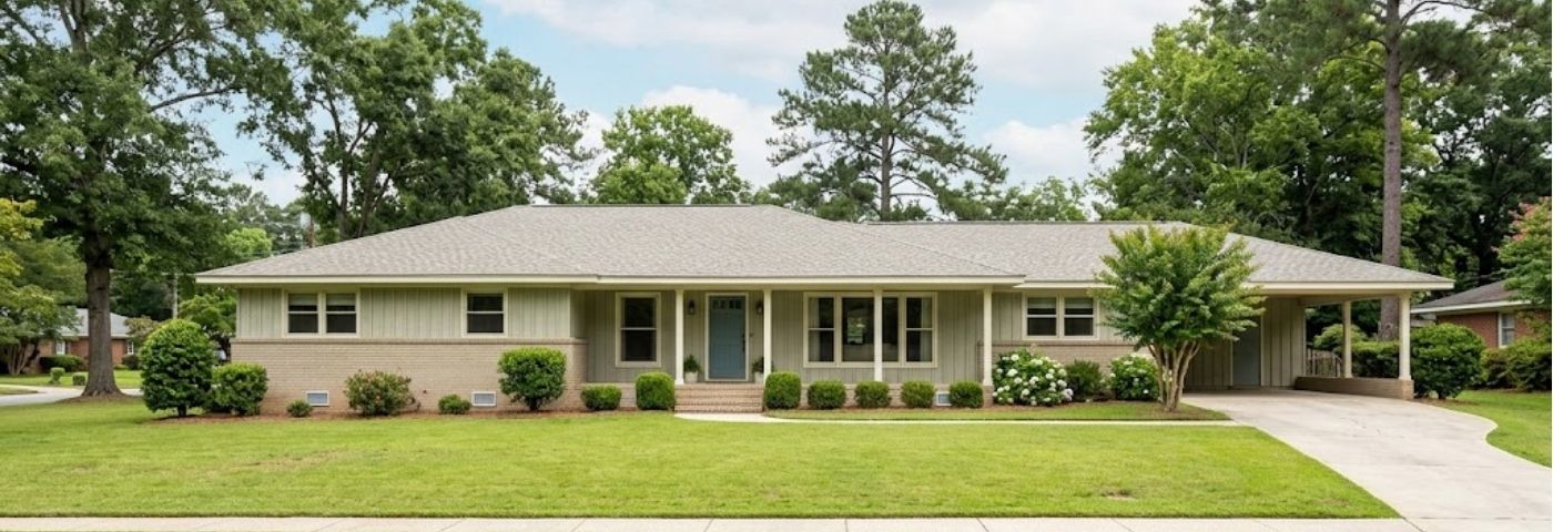Avondale Macon GA 1950s residential home with established landscaping and crawl space foundation