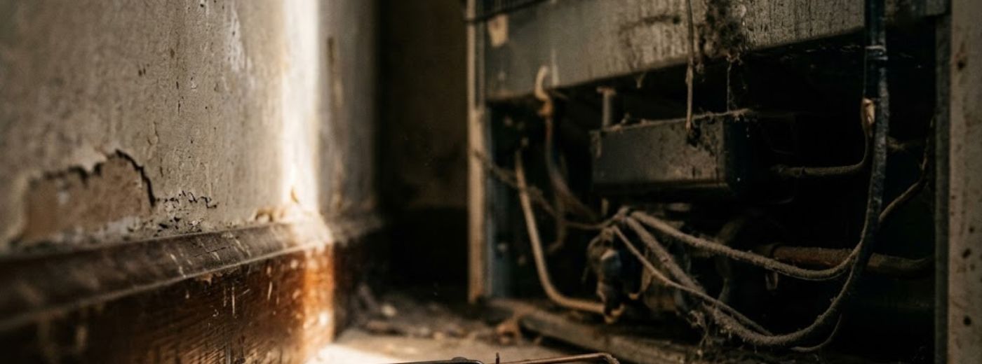 Mouse infestation evidence in wall void of Macon Georgia residential property